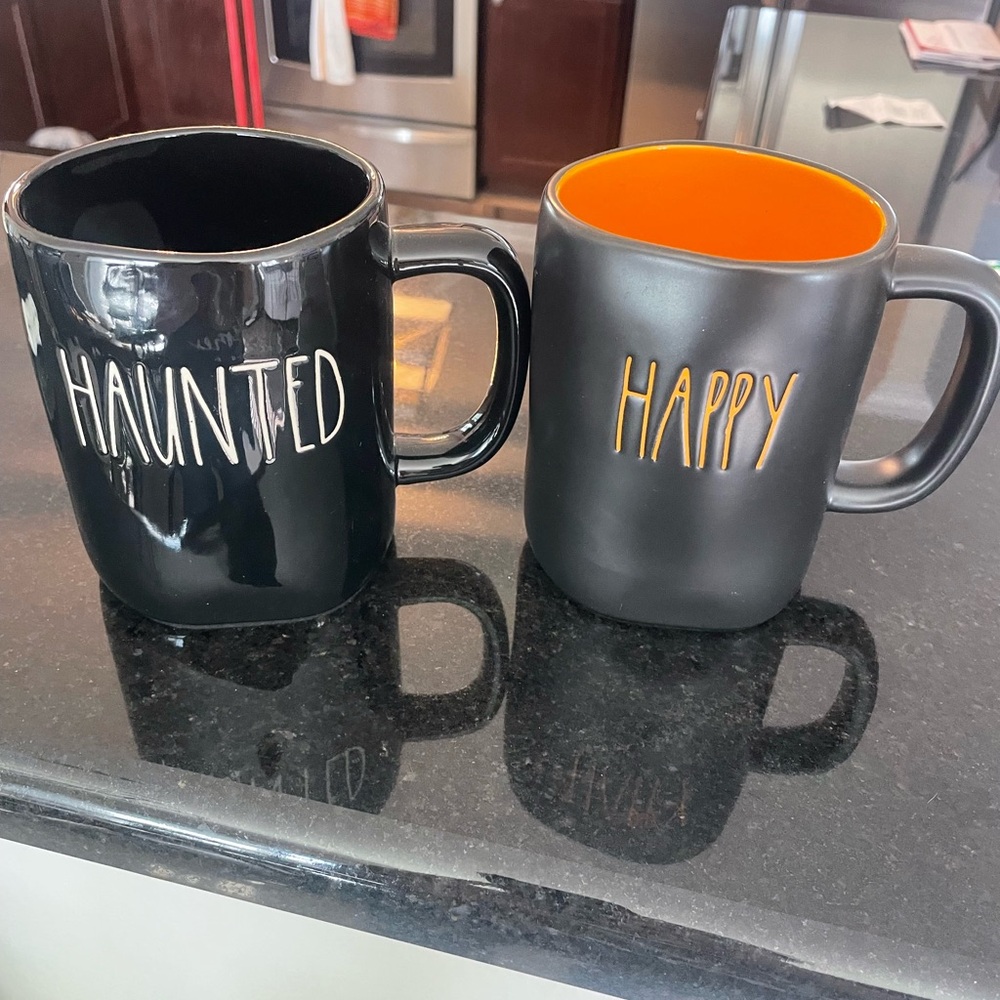 Rae Dunn Black and Orange Mug Duo